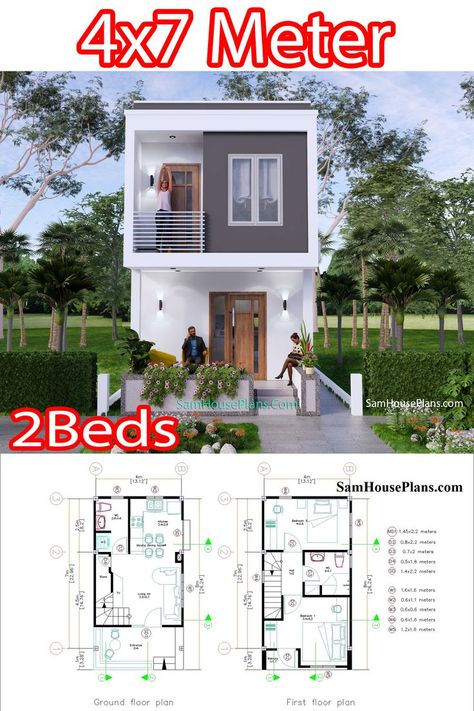 Philippines House Design, Narrow House Designs, 2 Storey House Design, Small House Layout, Two Story House, Small House Design Exterior, House Design Exterior, Simple House Design, House Construction Plan