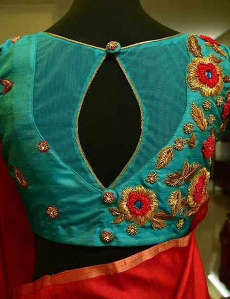 http://www.stylecraze.com/articles/blouse-back-designs-with-patch-work/ ब्लाउज बैक नेक डिजाइन, Netted Blouse Designs, Blouse Designs High Neck, Blouse Designs Catalogue, Saree Blouse Neck Designs, Blouse Back Neck Designs, Blouse Back, Sari Blouse Designs, Blouse Designs Indian