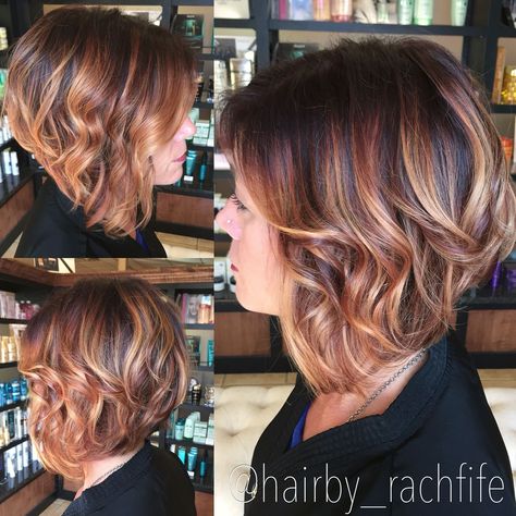 Red And Blonde Balayage Short Hair, Blonde Balayage Short, Balayage Brunette Short, Short Angled Bob, Bilage Hair, Hair Blonde Balayage, Balage Hair, Balayage Hair Bob, Bob Balayage