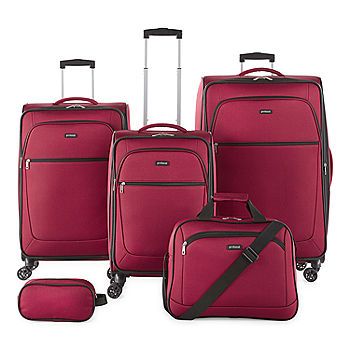 Protocol Court Softside 5-pc. Luggage Set - JCPenney Pink Luggage Sets, Trendy Travel Bags, Pink Luggage, Cute Luggage, Checked Luggage, Mediterranean Cruise, Business Trip, Luggage Sets, Dream Vacation