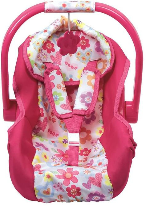 Doll Car Seat, Baby Doll Car Seat, Pink Car Seat, Pink Flower Print, Baby Doll Toys, Doll Carrier, Baby Alive Dolls, Baby Doll Accessories, Baby Seat