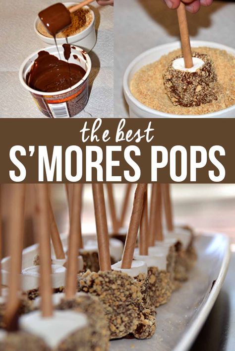 Easy Summer Party Food, Smores Pops, Indoor Smores, Smores Party, Covered Marshmallows, Memorial Day Foods, Buffet Dessert, Summer Food Party, Chocolate Covered Marshmallows