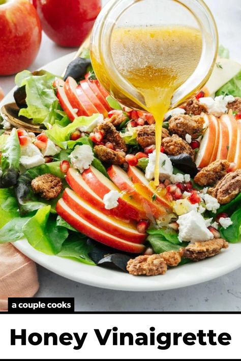 Crisp Apple Salad, Easy Apple Salad, Sweet Salad Dressings, Autumn Produce, Fall Salad Recipes, Honey Salad Dressing, Honey Vinaigrette, Vinaigrette Dressing Recipe, Autumn Salad Recipes