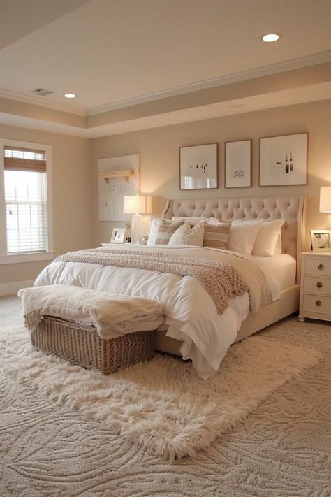 Bedroom Inspirations White And Wood, Bedroom Ideas Large Room, Bedroom Ideas Modern Elegant, Classy Bedroom, Modern Luxury Bedroom, Bedroom Decor Cozy, Redecorate Bedroom, Dream House Rooms, Bedroom Refresh