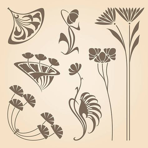 Art Nouveau Graphic Design, Fiori Art Deco, Art Nouveau Design Pattern, Fleurs Art Nouveau, Art Deco Tattoo, Art Nouveau Tattoo, Motifs Art Nouveau, Nouveau Tattoo, Illustration Art Nouveau