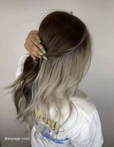 Brown Hair Light Underneath, Under Hair Blonde For Brunettes, Ombre Underneath Hair, Light Brown Hair With White Underneath, Brown Hair With Gray Underneath, Under Light Highlights, Ash Blonde Underneath Brown Hair, Brown Hair Platinum Underneath, White Hair Underneath Brown