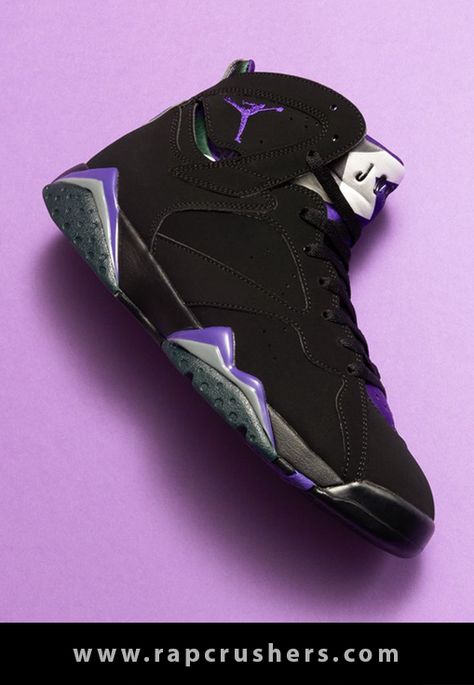 Rare Jordan Shoes, Jordans Purple Aesthetic, Tomboy Shoes, Luxury Purple Casual Jordan Shoes, Purple Leather Jordan Shoes For Streetwear, Ray Allen Bucks, Luxury Purple Jordan Shoes For Streetwear, Purple High-top Jordan Shoes For Streetwear, Jordan Retro 7