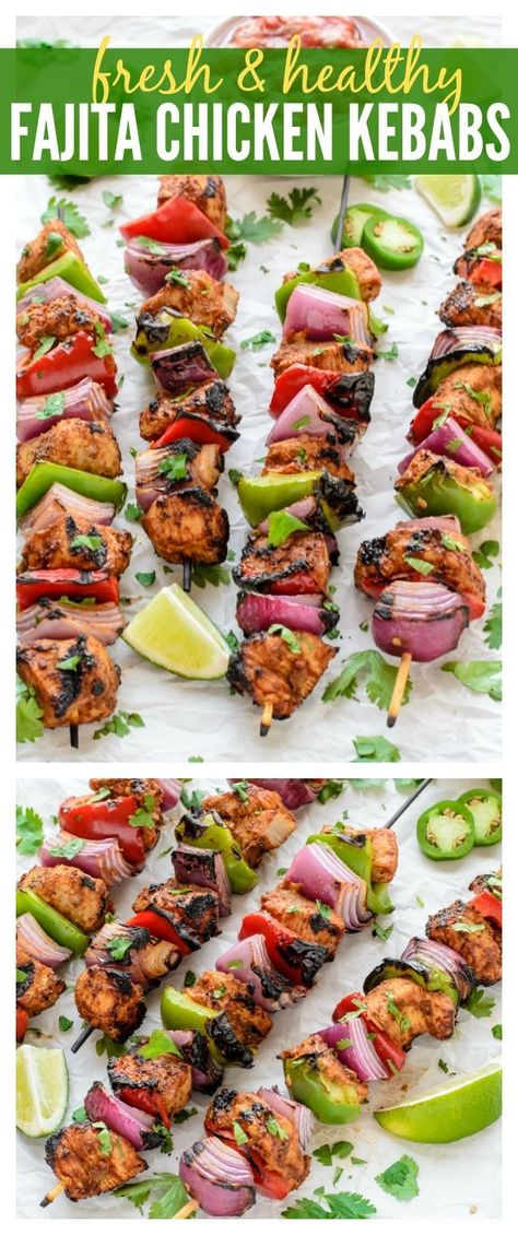 Grilled Fajita Chicken, Fajita Chicken, Chicken Kebab Recipe, Chicken Kebab, Kebab Recipe, Kabob Recipes, Kebab Recipes, Chicken Kebabs, Recipe Chicken