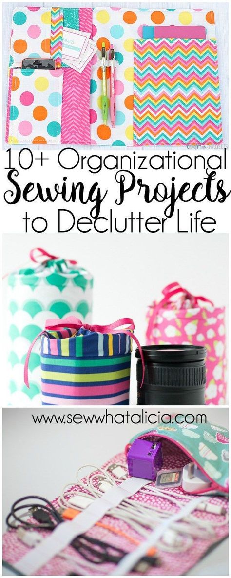 10+ Sewing Projects to Organize Your Life | Are you ready to get organized. Do you love to sew? Here is the perfect collection of projects for you! Click through for a full list of organizational sewing projects! | http://www.sewwhatalicia.com Fat Quarter Projects, Sew Ins, Beginner Sewing Projects Easy, Leftover Fabric, Project Bag, Sewing Projects For Beginners, Organize Your Life, Sewing Skills, Easy Sewing Projects