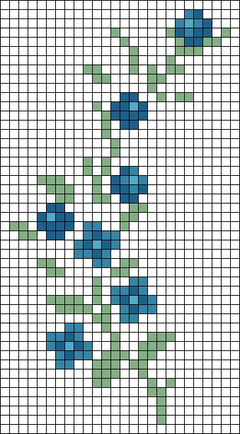 Cross Stitch Pattern Flower, Pixel Art Pattern Flower, Knit Pixel Pattern, Pixel Flower Art, Cross Stitch Leaf, Cross Stitch Patterns Nature, Knitting Grid Patterns, Alpha Bracelet Pattern Easy, Flower Crochet Grid Pattern