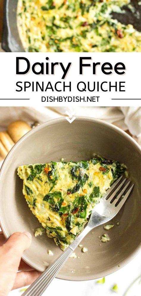 Low Carb Vegan Lunch Ideas, Crust Free Quiche, No Dairy Quiche, Quiche Recipes Easy Dairy Free, Quiche Without Cheese, Dairy Free Spinach Quiche, Lactose Free Quiche, No Dairy No Carb Meals, Gf Df Quiche