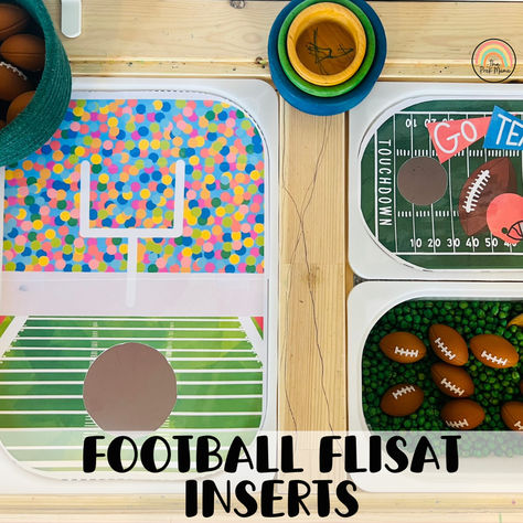 Football Flisat Inserts, Flisat Table, Flisat Insert Printable, Flisat Insert Preschool, Sensory Table, Sensory Table Inserts This Flisat inserts comes in two sizes, a small insert to fit the small bins and a large insert to fit the larger bins. There are 3 large and 3 small inserts. Football Sensory Bin, Sports Sensory Bin, Preschool Sensory Table, Flisat Table, Preschool Sensory, Sensory Table, Preschool Theme, Sensory Bin, Sensory Bins