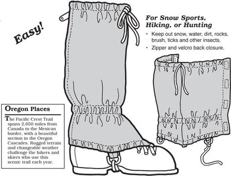 GP301 - Gaiters Gaiters Pattern How To Make, Boot Cover Pattern, Hiking Gaiters, Men Pants Pattern, Leg Gaiters, Boots Patterns, Green Pepper, Camping Outfits, Vest Pattern