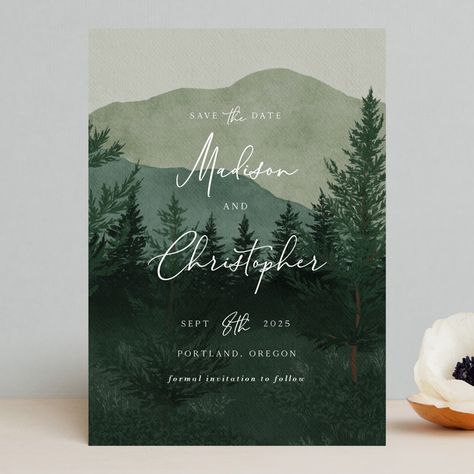 Save The Date Forest, Forest Save The Date, Engagement Party Diy, Mint Wedding, Save The Date Postcards, Date Cards, Formal Invitation, Save The Date Invitations, Forest Wedding