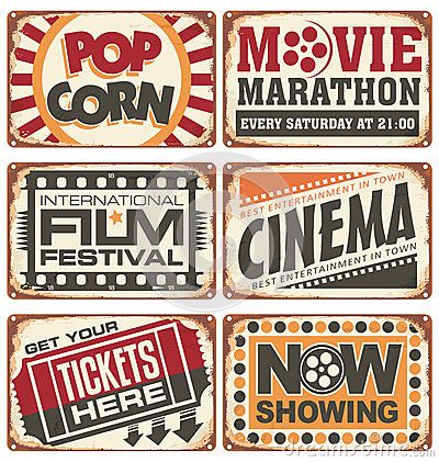 Vintage Sign Design | Set of vintage cinema metal signs. Retro cinema creative design ... Cinema Wallpaper, Vintage Movie Night, Deco Cinema, Movie Posters Decor, Vintage Movie Theater, Festival Cinema, Movie Theater Decor, Movies Wallpaper, Posters Decor