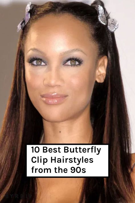 Back in the '90s, there were a number of fabulous hair accessories that could elevate any hair game. If you're delighted that butterfly clips are back, keep reading for all the inspiration you need, including tips and tricks for achieving each style. 90s Butterfly Clips Hairstyles, Butterfly Clips Hairstyles, 90s Butterfly Hair Clips, Clips Hairstyles, Hair Clip Hairstyles, 90’s Hairstyles, Hair Acessories, Tapered Hair, Blow Dry Hair