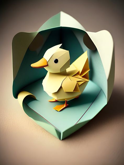 AI Art: Paper origami duck Origami Duck, Paper Ducks, Kawaii Duck, Cute Origami, Paper Origami, Art Origami, Ducks, Art Paper, Origami