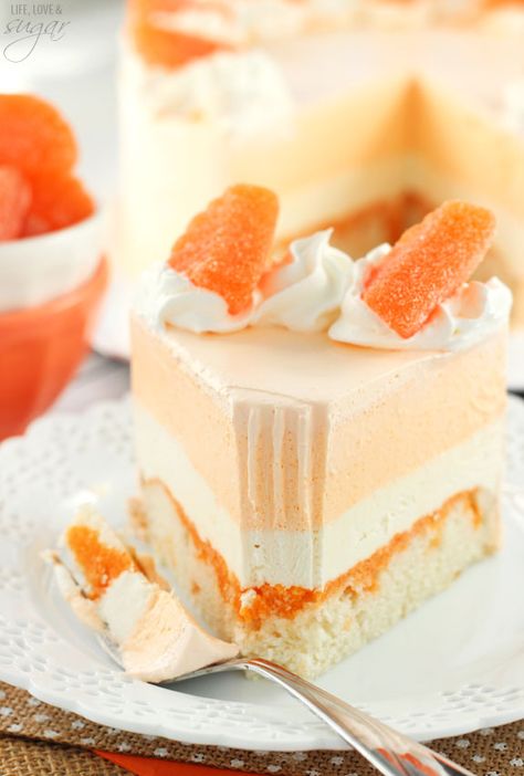 Orange Creamsicle Ice Cream Cake Creamsicle Ice Cream Cake, Orange Creamsicle Ice Cream, Creamsicle Ice Cream, Large Marge, Refrigerated Desserts, Creamsicle Cake, Orange Ice Cream, Homemade Ice Cream Cake, A Slice Of Cake