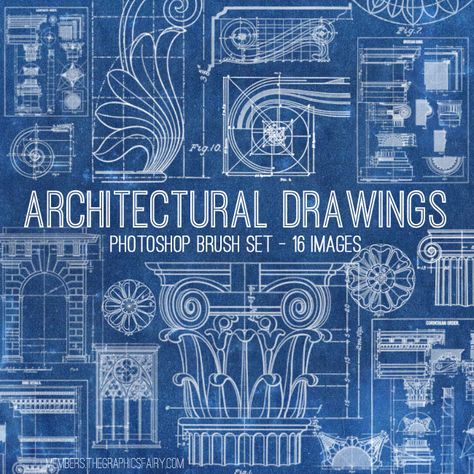 arch_drawings_brushes_graphicsfairy Banner Doodle, Architectural Diagrams, Architecture Journal, Architecture Blueprints, Photoshop Brush Set, Cerave Moisturizing Cream, The Graphics Fairy, Blueprint Art, Print Design Art