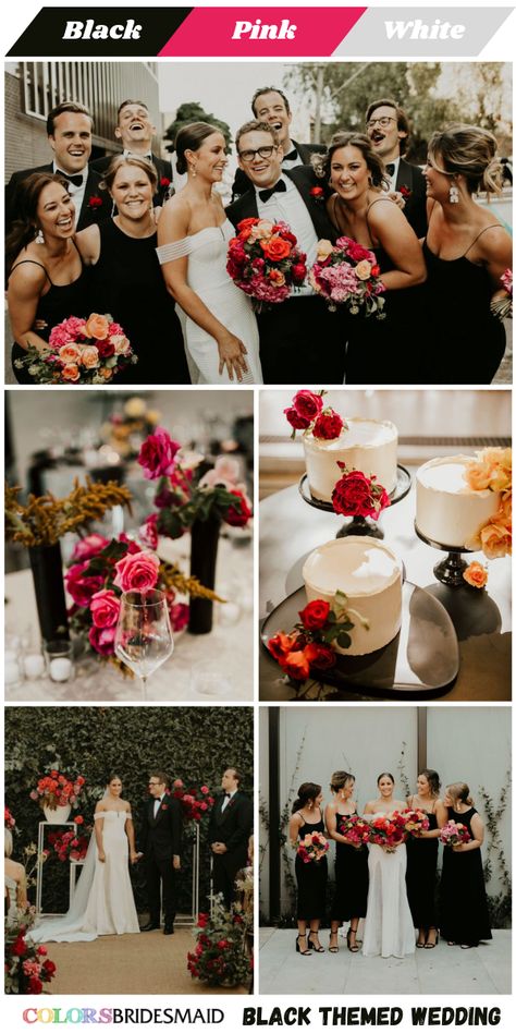 Black And White Wedding With Color, Hunter Green Wedding, Orange Bridesmaid, Colorful Wedding Bouquet, Best Wedding Colors, Black And White Wedding Theme, Pink And White Weddings, Wedding Themes Summer, Fall Wedding Color Palette