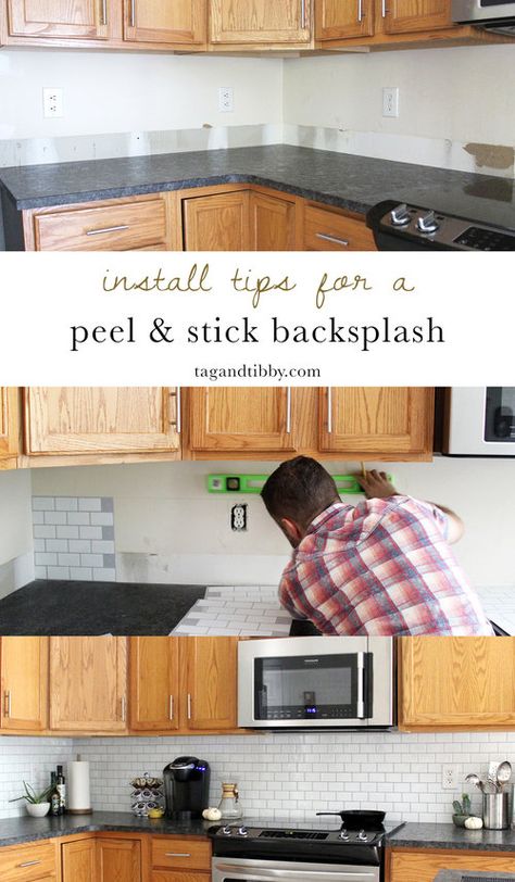 practical tips for installing a $112 peel and stick subway tile backsplash #DIY #homeimprovement #subwaytile #peelandstick Peel And Stick Subway Tile, Easy Kitchen Backsplash, Diy Tile Backsplash, Backsplash Diy, Brick Backsplash Kitchen, Subway Backsplash, Backsplash Patterns, Kitchen Diys, Handy Manny