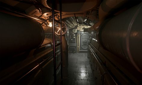 Submarine Interior, Us Submarines, Interior Concept Art, Environment Photography, Environment Projects, Cosmic Horror, Interior Concept, Drawing Projects, Industrial Buildings