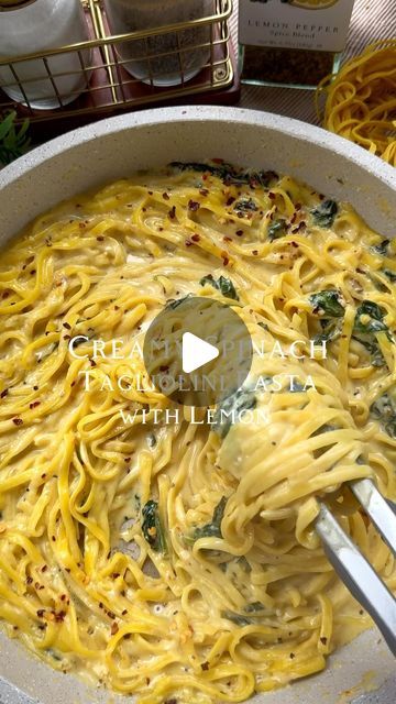 Tagliolini Recipes, Lemon Garlic Spinach Pasta, Garlic Butter Spinach Pasta, Lemon Ricotta Pasta With Spinach, Lemon Capellini Pasta Salad, Chicken & Spinach Skillet Pasta With Lemon & Parmesan, Spinach Fettuccine, Fettuccine Recipes, Linguine Recipes