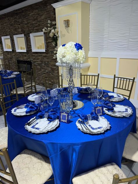 Decor by divasdesignsdesserts sweet 16 decor Royal Blue Sweet 15 Decorations, Royal Blue And Silver Sweet 16 Decorations, Dark Blue Sweet 16 Decorations, Royal Blue Quince Decor, Sweet 16 Inspo Blue, Blue Sweet Sixteen Decorations, Sweet 16 Royal Blue Theme, Royal Blue Quinceanera Theme Ideas, Sweet 16 Party Ideas Blue