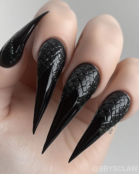 ✨ Dive into the shadows with our latest dark-themed nail polish designs—where creativity meets mystery. Each bottle holds a unique story, waiting to dance on your fingertips. Unleash your inner artist and embrace the allure of the unknown. 🖤💅 #DarkNails #ArtInBeauty Dark Fantasy Nails, Dark Nail Inspiration, Dark Stiletto Nails, Goth Stiletto Nails, Sharp Stiletto Nails, Blk Nails, Stiletto Nails Designs Unique, Nail Designs Dark, Aventura Time