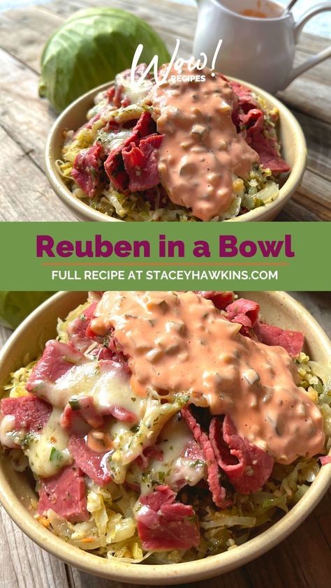 📌Pin now, make later! Talk about Wow!?? If our low carb eggroll in a bowl wasn't enough to blow you away, Stacey now brings you Reuben in a bowl- complete with the crunch! **Join the FREE recipe club today and never miss out on new lean and green recipes, chef tips, discounts, and spices! Please LIKE, SHARE, and FOLLOW @wowstaceyhawkins. Reuben In A Bowl, Lean Green Recipes, Optavia Lean And Green, Eggroll In A Bowl, Lean And Green, Green Chef, Lean Meals, Green Recipes, Lean And Green Meals