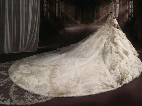 Big Italian Wedding Dress, Giant Ball Gown Wedding Dress, Extravagant Wedding Dress Ballgown, Huge Wedding Dresses, Extravagant Wedding Dress, Cathedral Train Wedding Dress, Poofy Wedding Dress, Big Ball Gowns, Cathedral Length Wedding Dress