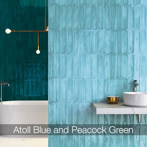 Statement Tiles, Blue Bathroom Tile, Ceramic Subway Tile, Fresh Color Palette, Ceramic Mosaic Tile, Fresh Color, Bathroom Tiles, Stone Tile, Blue Bathroom