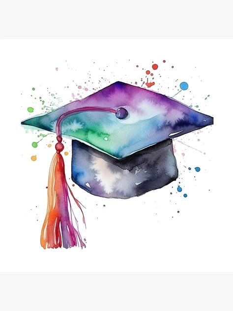 "Watercolor Graduation Cap" Greeting Card for Sale by OutbreakDesigns | Redbubble Watercolour Graduation Cards, Watercolor Graduation Card Ideas, Graduation Painting Ideas, Watercolor Graduation Cards, Graduation Cap Art, Graduation Watercolor, Watercolor Graduation, Watercolour Cards, Graduation Art