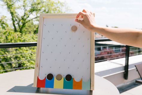 How to Make a DIY Plinko Game Board - Home Improvement Projects to inspire and be inspired | Dunn DIY | Seattle Diy Plinking Board, How To Build A Plinko Board, How To Make Plinko Board, Plinko Game Diy, Home Made Game Board, Plinko Board Diy How To Make, Diy Plinko Game, Cricut Games Diy, Plinko Diy