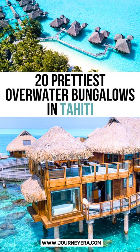 20 Prettiest Overwater Bungalows In Tahiti Overwater House, Overwater Bungalow All Inclusive, Tahiti Vacation, Bora Bora Beach, Tahiti Honeymoon, Overwater Villa, Trip To Bora Bora, Tahiti Travel, Tahiti French Polynesia