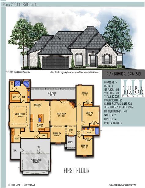 $700.00 House Plan 9 sets Big Walk In Closet, House Plans With Keeping Room, Acadian Cottage, Split Home, Garage With Storage, Large Porch, Master Suite Bedroom, Comfortable House, Unique Floor Plans