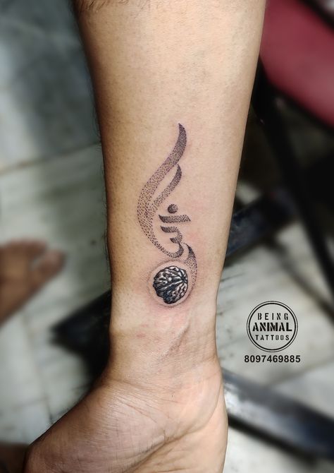 Rudraksh Tattoo Design, Rudraksha Tattoo Design, Rudraksha Tattoo, Rudraksh Tattoo, Aum Tattoo, Om Trishul Tattoo, Luck Tattoos, Ganesh Tattoo, Luck Tattoo