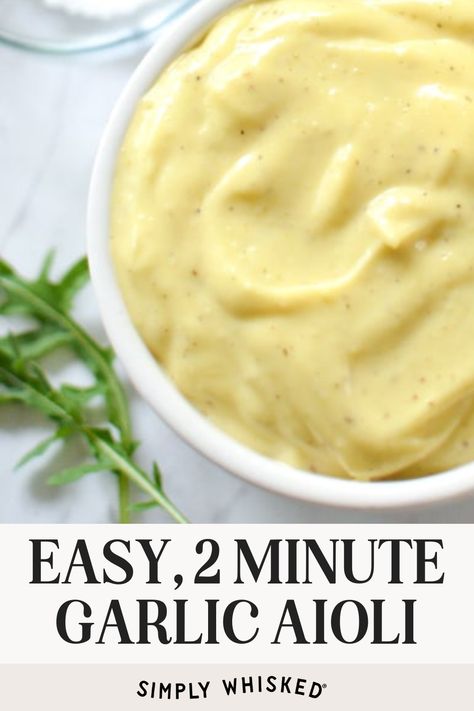 2 Minute Homemade Aioli Aioli Sauce Recipe, Dill Aioli, Homemade Aioli, Aioli Sauce, Aioli Recipe, Garlic Aioli, Aioli, Gluten Free Vegetarian, Easy Homemade