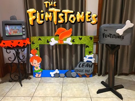 Flintstones party Flinstones Party Decorations, Pebbles Party Ideas, Flinstones Baby Shower Ideas, Flint Stones Birthday Party, Pebbles Flintstone Party, The Flintstones Party Ideas, Flintstones Party Ideas, Pebbles Birthday Party Ideas, Flinstones Birthday Party