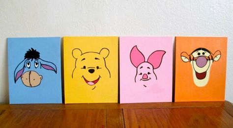 Modern pooh art Disney Canvas Paintings, Pooh Winnie, Disney Canvas Art, Winnie The Pooh And Friends, Disney Canvas, Disney Paintings, Pooh And Friends, Small Canvas Paintings, Simple Canvas Paintings