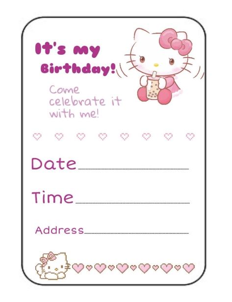 Cute Hello Kitty Invitation, Birthday Party Invitations Hello Kitty, Hello Kitty Birthday Party Invites, Hello Kitty Birthday Invitation Card, Hello Kitty Birthday Invites, Hello Kitty Party Invite, Birthday Widget Ideas, Birthday Invitations Hello Kitty, Hello Kitty Birthday Party Invitations