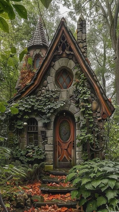 Witches Cottage In The Woods, Cottage Tattoo, Whimsical Architecture, Witchy Cottage, Fairytale Houses, Witchy House, Storybook House, Witchy Home, Magical House