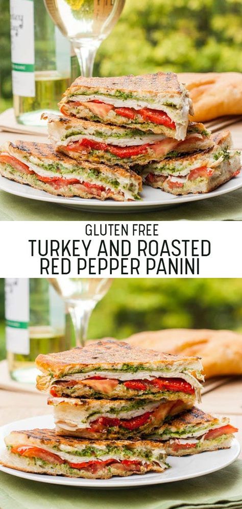 Roasted Red Pepper Panini, Turkey Pesto Panini, Best Panini Recipes, Pesto Panini, Turkey Pesto, Sandwich Easy, Gluten Free Turkey, Panini Recipes, Avocado Pesto