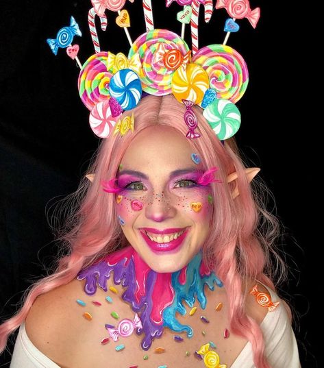 Lollipop Costume, Candy Land Costumes, Fairy Candy, Candy Crown, Candy Fairy, Candy Photoshoot, Candy Theme Birthday Party, Candy Makeup, Drag Make-up