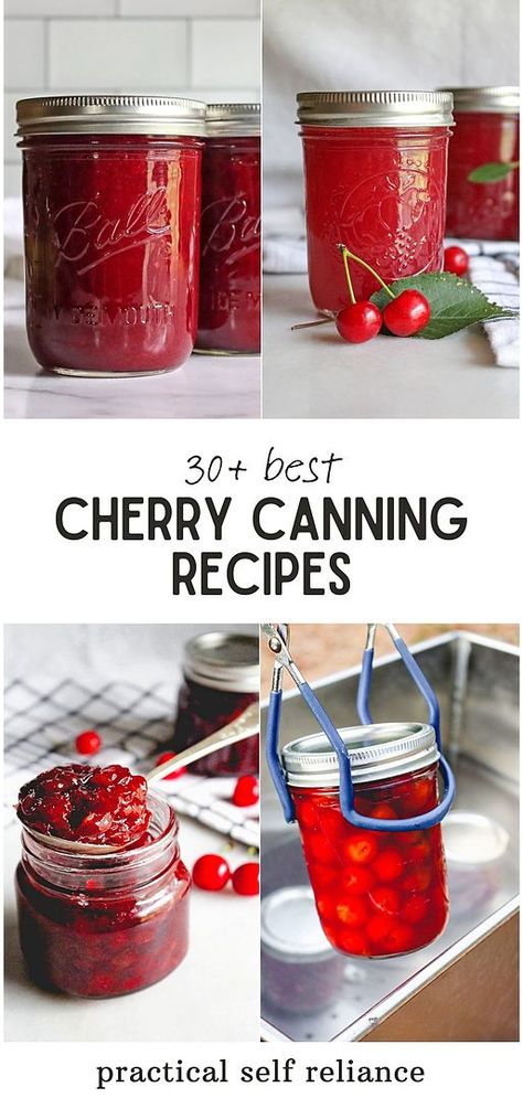 Cherry Canning Recipes, Cherry Recipes Canning, Preserving Cherries, Recipes For Canning, Sour Cherry Recipes, Jar Fruit, Cherry Pie Filling Recipes, Sour Cherry Jam, Cherry Jam Recipes