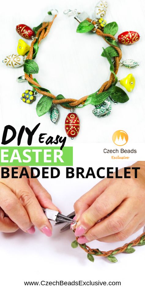 DIY Easter Jewelry with Eggs: Bracelet From Czech Glass Beads - Easy Tutorial|SAVE it!| www.CzechBeadsExclusive.com #czechbeadsexcluisve #czechbeads Diy Easter Jewelry, Watch Diy, Easter Egg Pattern, Easter Earrings, Easter Jewelry, Bead Suppliers, Buy Bead, Beaded Jewelry Designs, Family Holidays