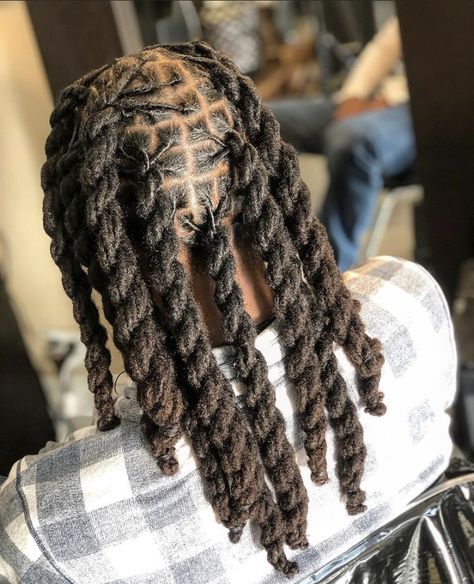 Jumbo Twist Dreads Men, Dreaded Hairstyles For Men, Rope Style Locs, Retwist Locs Style Men Long, Rope Twist Men Locs, 4 Strand Twist Locs Men, Men’s Loc Styles Long, Dreads Styles For Men Dreadlocks, Loc Twist Styles Men