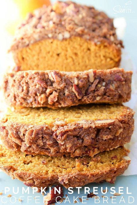 Pumpkin Streusel Coffee Cake Bread | Love Bakes Good Cakes Pumpkin Streusel Coffee Cake, Coffee Cake Bread, Pumpkin Streusel, Sweet Potato Pecan, Crumb Cake Recipe, Sweet Potato Bread, Streusel Coffee Cake, Cake Bread, Cinnamon Swirl