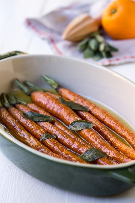 Orange Brown Butter Roasted Carrots with Sage Brown Butter Carrots, Orange Butter Recipe, Butter Roasted Carrots, Xmas Menu, Beach House Kitchen, Butter Carrots, Sage Butter, The Beach House, Veggie Side Dishes