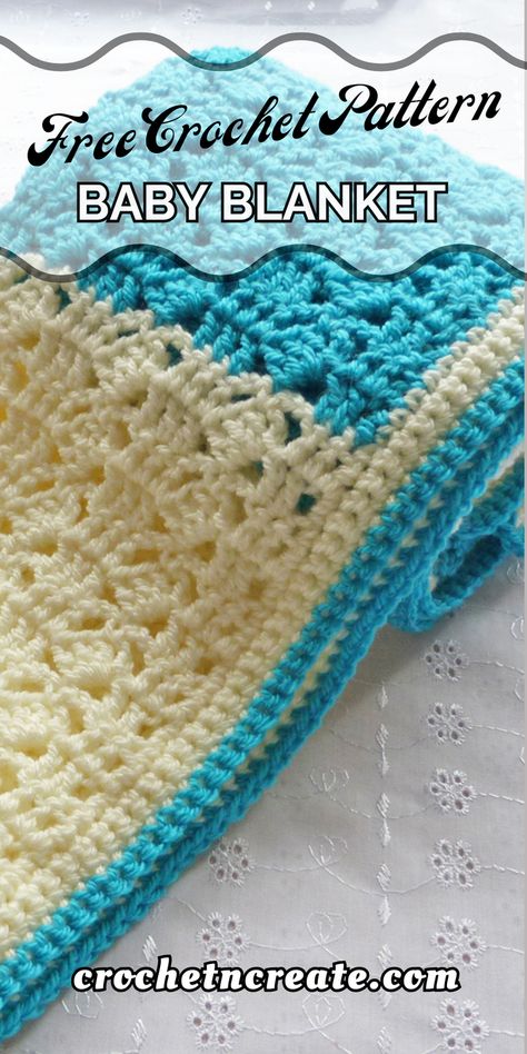 Free crochet pattern - Staggered Squares Baby Blanket from crochet 'n' create. Free fast, quick-easy-beginner-friendly! Quick Crochet Baby Blanket Free Pattern Simple Easy, Free Baby Blanket Patterns Crochet, Baby Blanket Borders Crochet Ideas, Crochet Baby Boy Blanket Free Pattern, Granny Square Baby Blanket Free Pattern, Crochet Blanket Borders Free Pattern, Baby Afghans Crochet Patterns Free, Free Baby Blanket Crochet Patterns Easy, Quick Crochet Baby Blanket Free Pattern